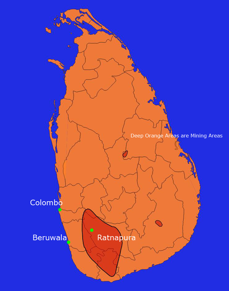 Sapphire Mining Areas in Sri Lanka