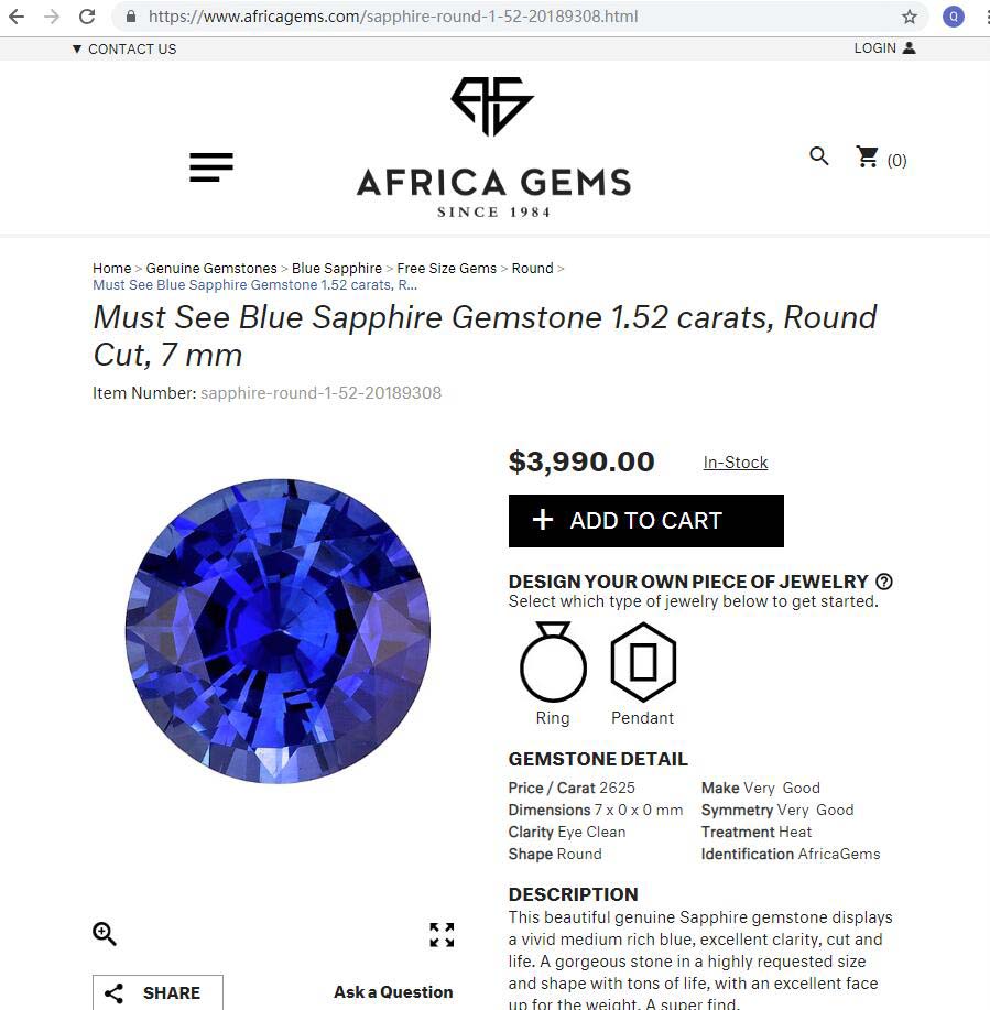 AfricaGems.com Royal Blue Sapphire Price