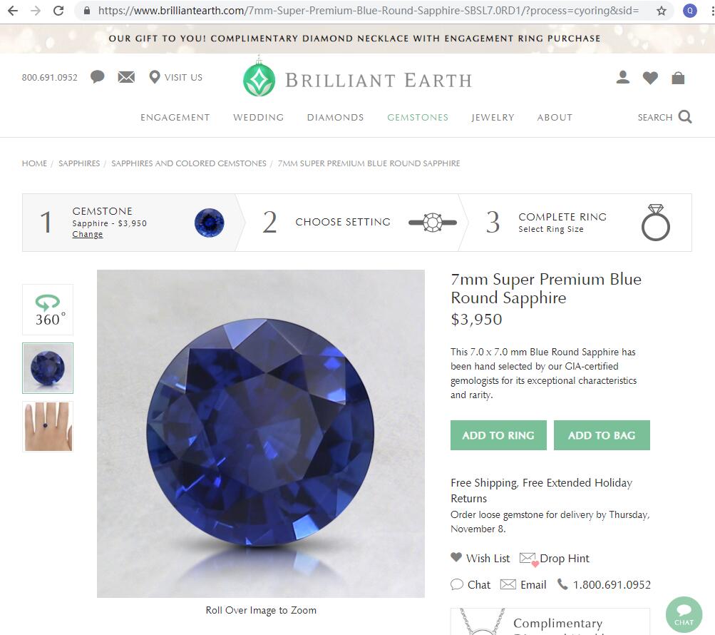 BrilliantEarth.com Sapphire Price